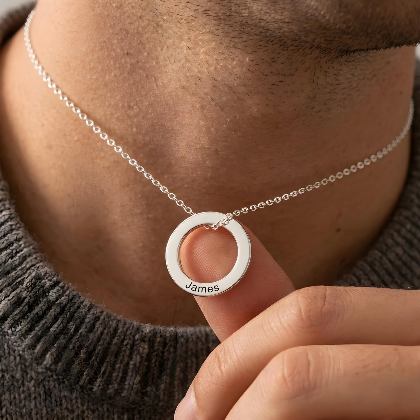 LUMERIS — Personalized Round Pendant Necklace for Men