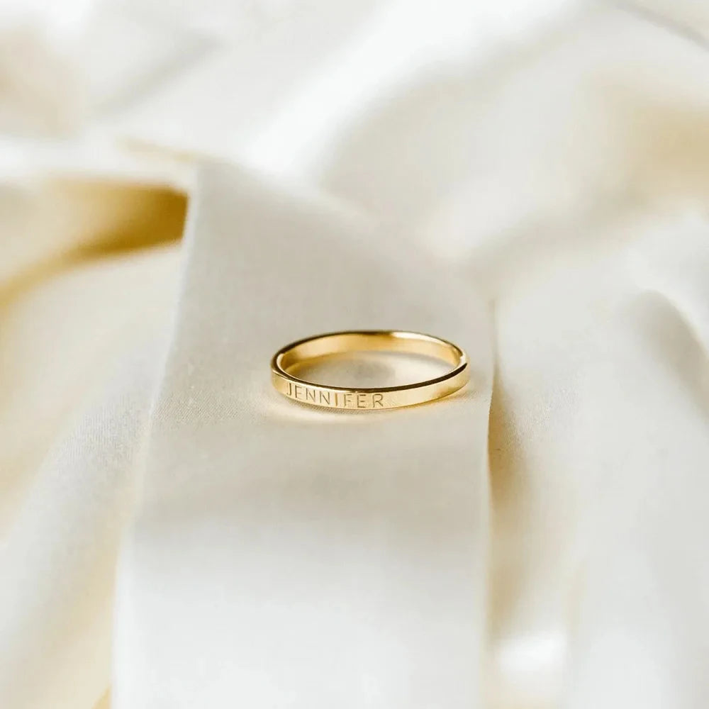 COOLTIME Personalized Custom Ring for Women Men Stainless Steel Dainty Engraves Name Wedding Rings for Lover