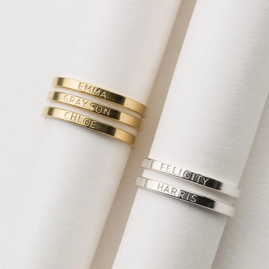 COOLTIME Personalized Custom Ring for Women Men Stainless Steel Dainty Engraves Name Wedding Rings for Lover