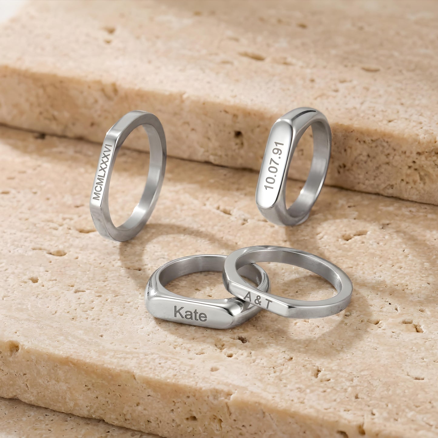 AIRA — Personalized Stainless Steel Signet Ring for Women