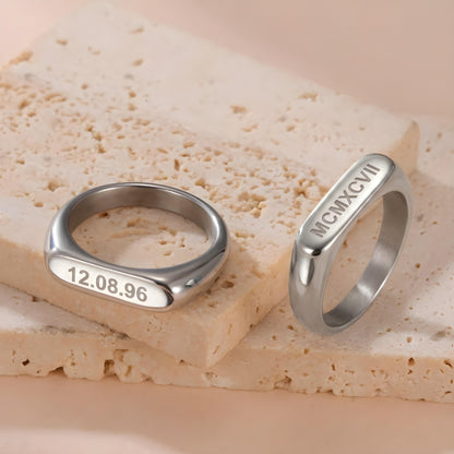 KAZU — Personalized Stainless Steel Signet Ring for Men