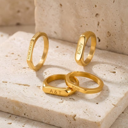 EMIKA — Personalized Stainless Steel Signet Ring for Women